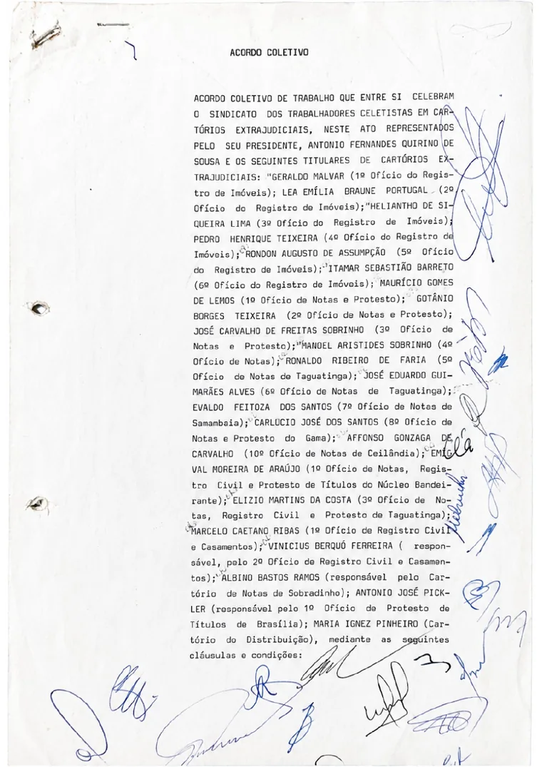 Primeira página original do Acordo Coletivo de 1993
